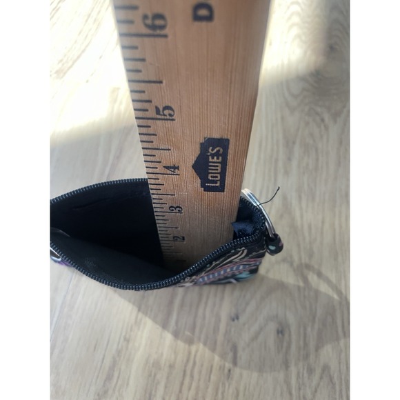 Vera Bradley Zip ID Case‎ Card Holder Coin Purse Key Ring in black floral pop - Picture 7 of 11